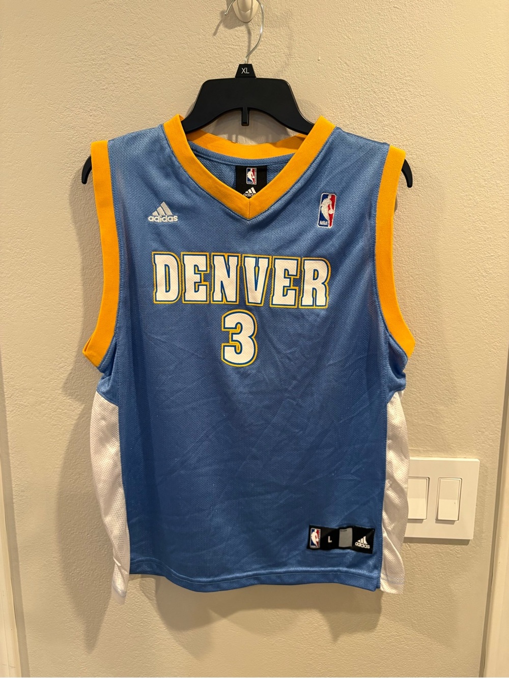 Vintage Adidas NBA Denver Nuggets Allen Iverson #3 Basketball Jersey Kids Sz Lrg - Picture 2 of 12